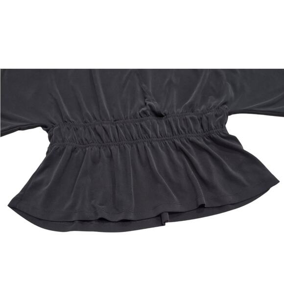 LUCKY BRAND Black Sueded Style Blouse Size M Peplum Waist Loose Flowing Top - Picture 8 of 11